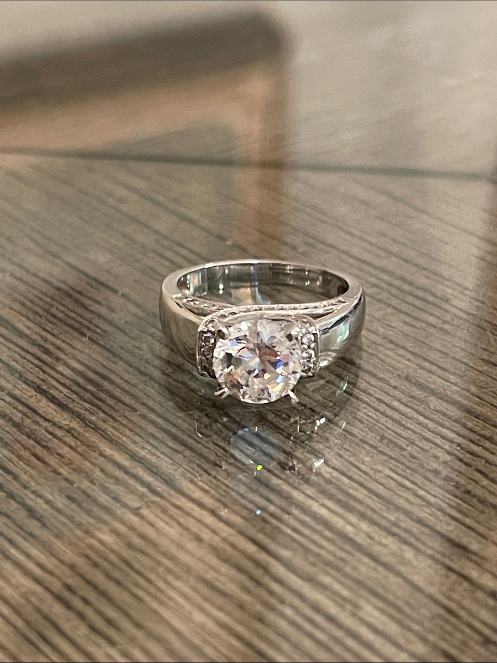 Epiphany Diamonique Clear CZ Twisted Shank Solitaire Ring Size 6